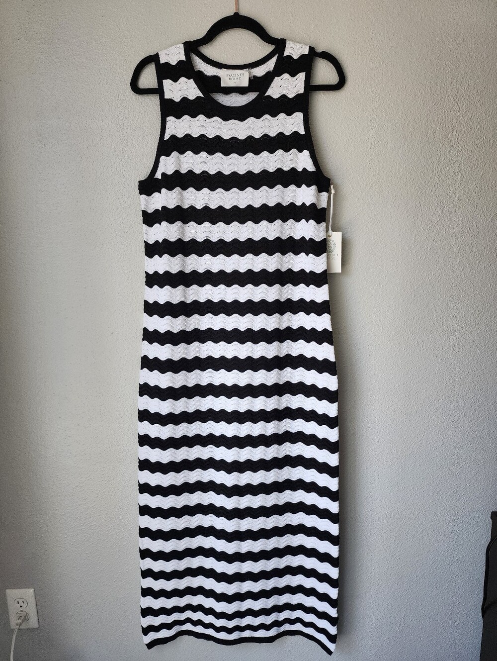 Tuckernuck Hyacinth House Black And White Wavy Knit Stripe Wilder Dress Size XL